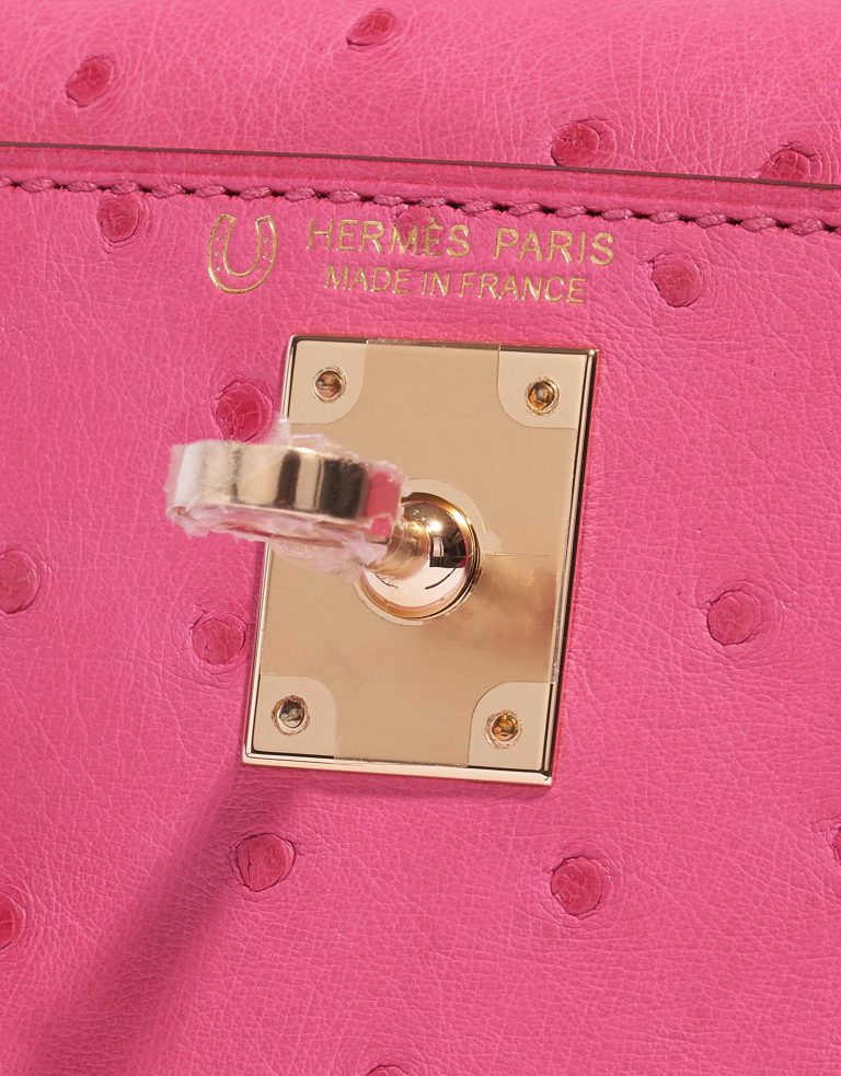 Pre-owned Hermès bag Kelly Mini HSS Ostrich Rose Fuchsia / Gold Pink, Rose Logo | Sell your designer bag on Saclab.com