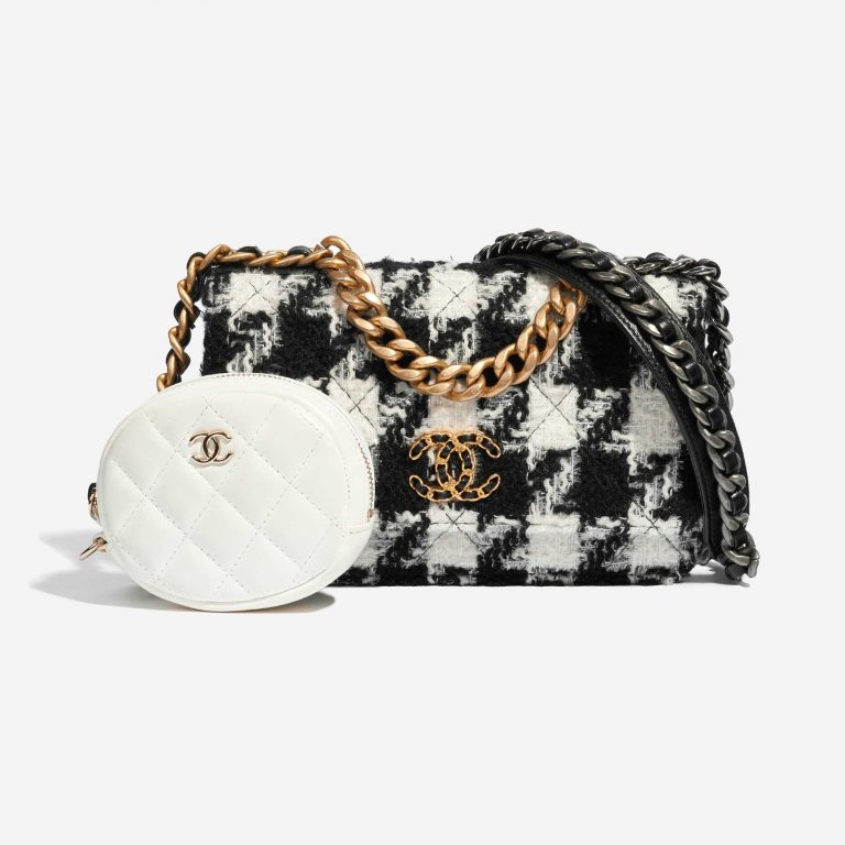 Pre-owned Chanel bag 19 WOC Tweed Black / White Black, White Front | Sell your designer bag on Saclab.com