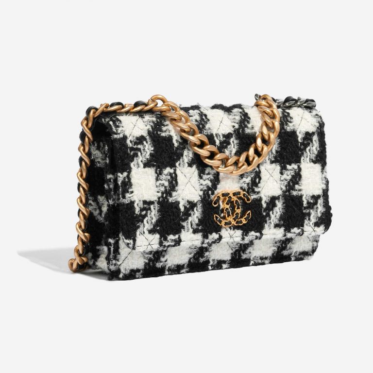 Pre-owned Chanel bag 19 WOC Tweed Black / White Black, White Side Front | Sell your designer bag on Saclab.com