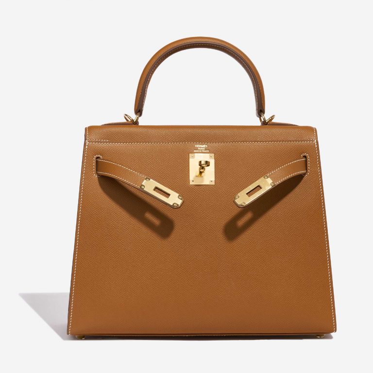 Pre-owned Hermès bag Kelly 28 Epsom Gold Brown Front Open | Sell your designer bag on Saclab.com