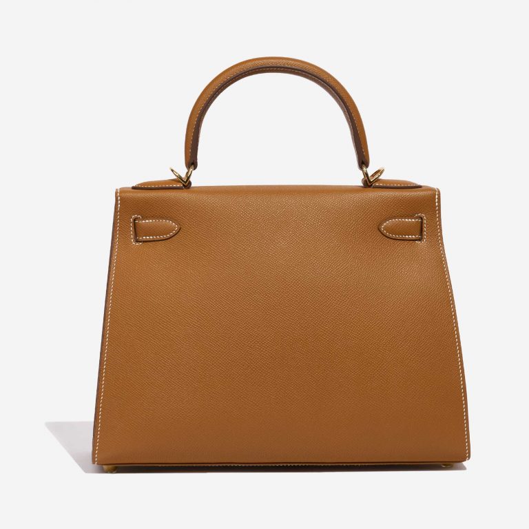 Pre-owned Hermès bag Kelly 28 Epsom Gold Brown Back | Sell your designer bag on Saclab.com