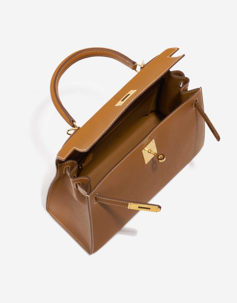 Pre-owned Hermès bag Kelly 28 Epsom Gold Brown Inside | Sell your designer bag on Saclab.com