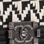 Pre-owned Chanel bag Boy Old Medium Lamb Black / White Black, White Closing System | Sell your designer bag on Saclab.com
