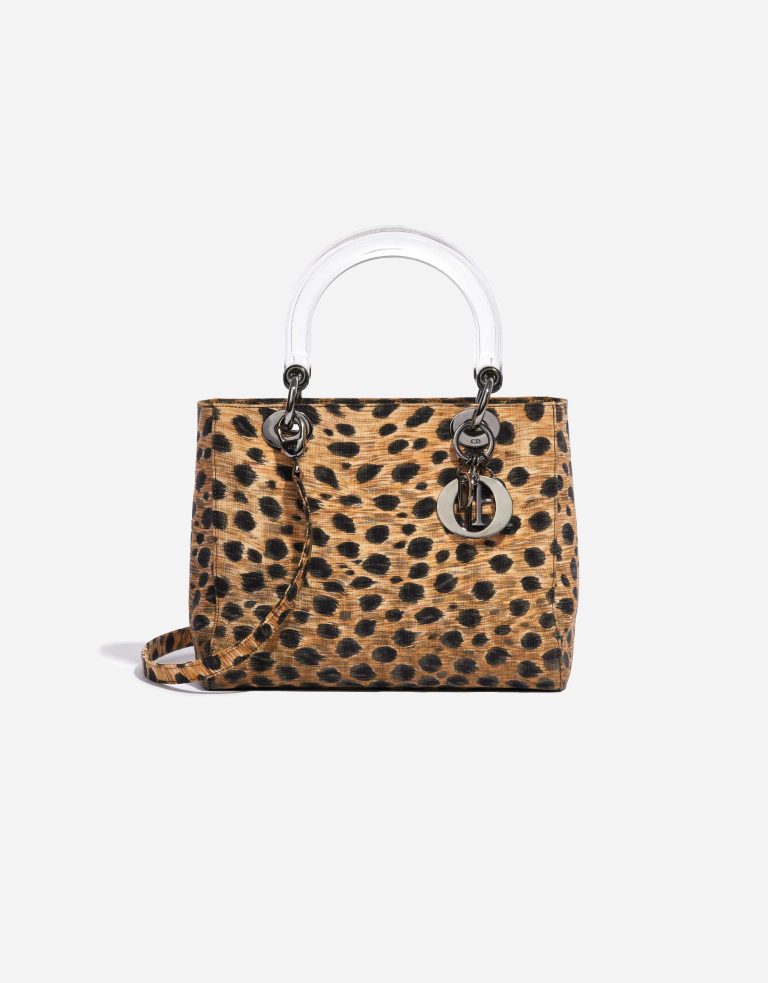 Pre-owned Dior bag Lady Medium Fabric / PVC Leopard Black Front | Sell your designer bag on Saclab.com