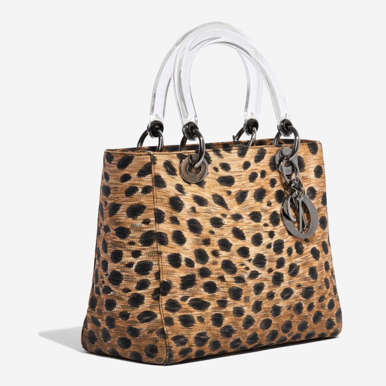 Gebrauchte Dior Tasche Lady Medium Fabric / PVC Leopard Schwarz, Braun, Multicolour Side Front | Verkaufen Sie Ihre Designer-Tasche auf Saclab.com