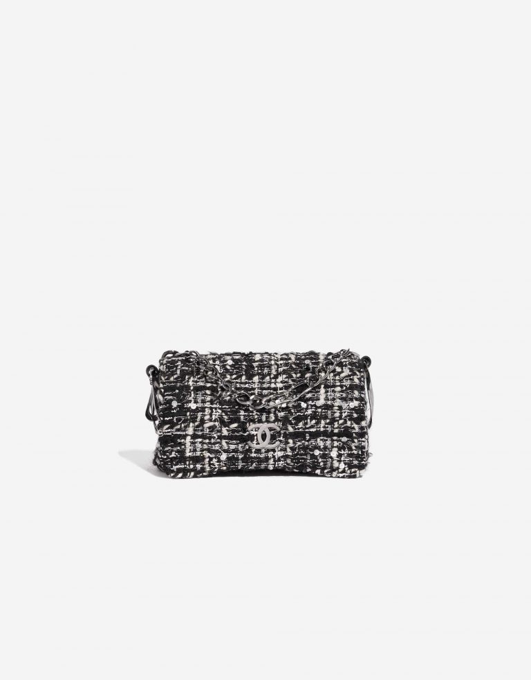 Pre-owned Chanel bag Vintage Flap Small Tweed Black / White Black Front | Sell your designer bag on Saclab.com