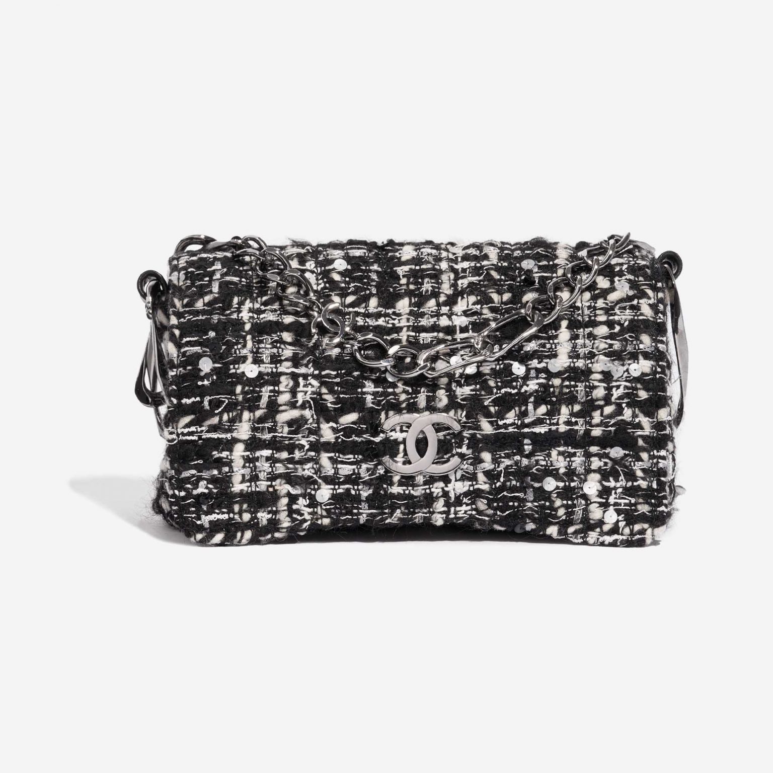 Chanel Vintage Flap Small Tweed Black / White | SACLÀB