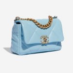 Pre-owned Chanel bag 19 Flap Bag Lamb Sky Blue Blue Side Front | Sell your designer bag on Saclab.com