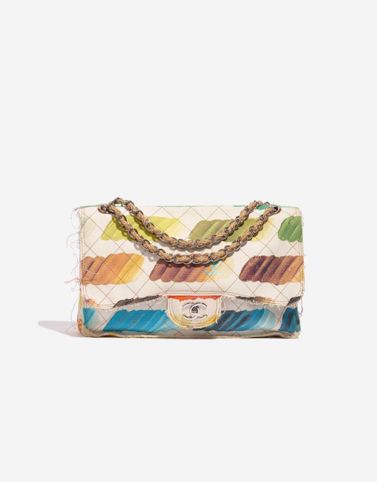 Pre-owned Chanel bag Timeless Flap Jumbo Canvas White Paint Palette Multicolour Front | Sell your designer bag on Saclab.com