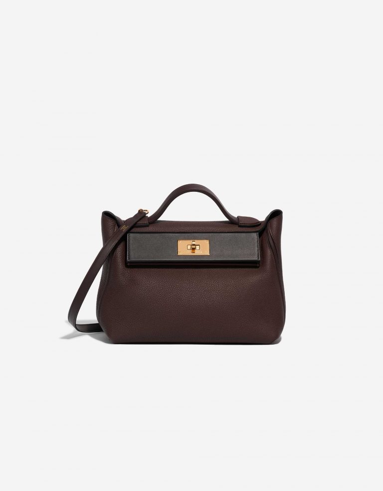 Pre-owned Hermès bag 24/24 29 Togo / Swift Rouge Sellier / Black / Havane Black Front | Sell your designer bag on Saclab.com