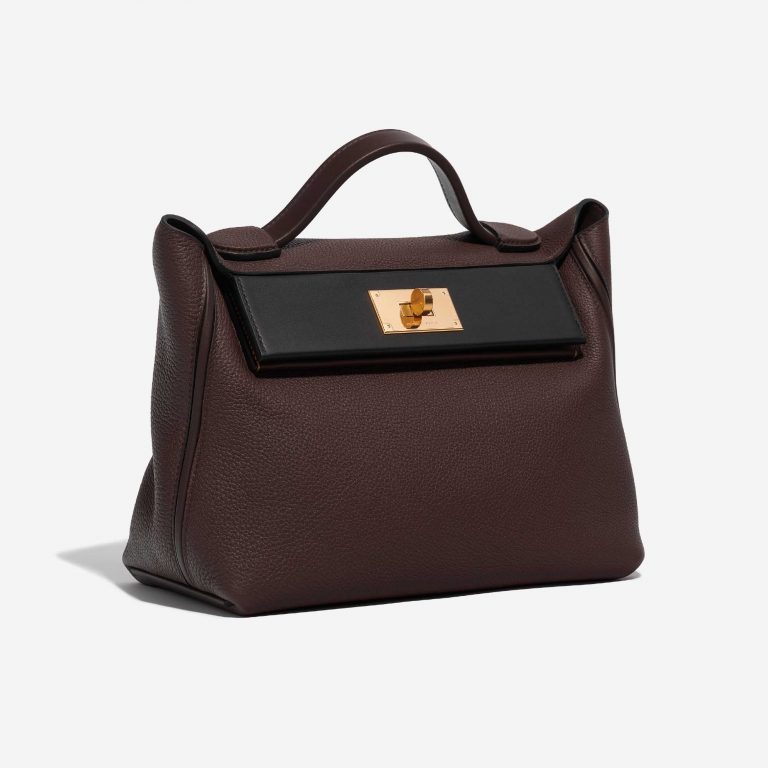 Pre-owned Hermès bag 24/24 29 Togo / Swift Rouge Sellier / Black / Havane Black, Brown Side Front | Sell your designer bag on Saclab.com