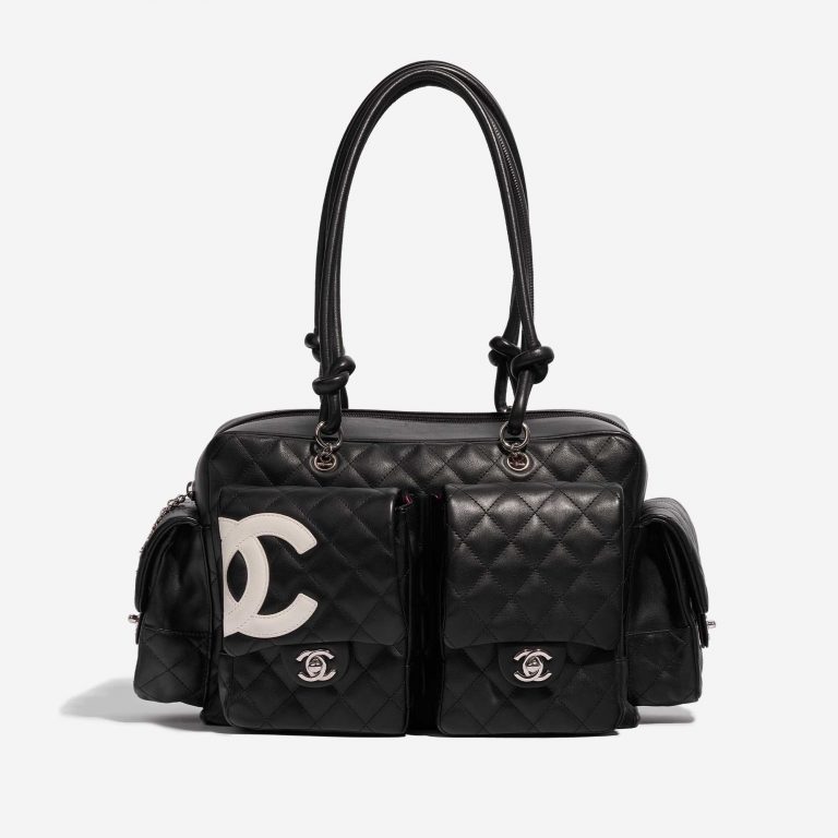 Pre-owned Chanel bag Cambon Reporter Large Calf Black Black Front | Sell your designer bag on Saclab.com