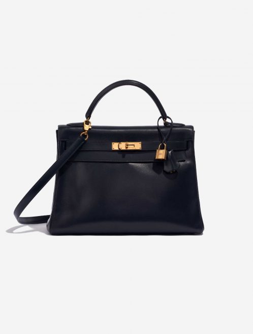 Pre-owned Hermès bag Kelly 32 Box Bleu Marine Blue Front | Sell your designer bag on Saclab.com