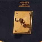 Pre-owned Hermès bag Kelly 32 Box Bleu Marine Blue Logo | Sell your designer bag on Saclab.com