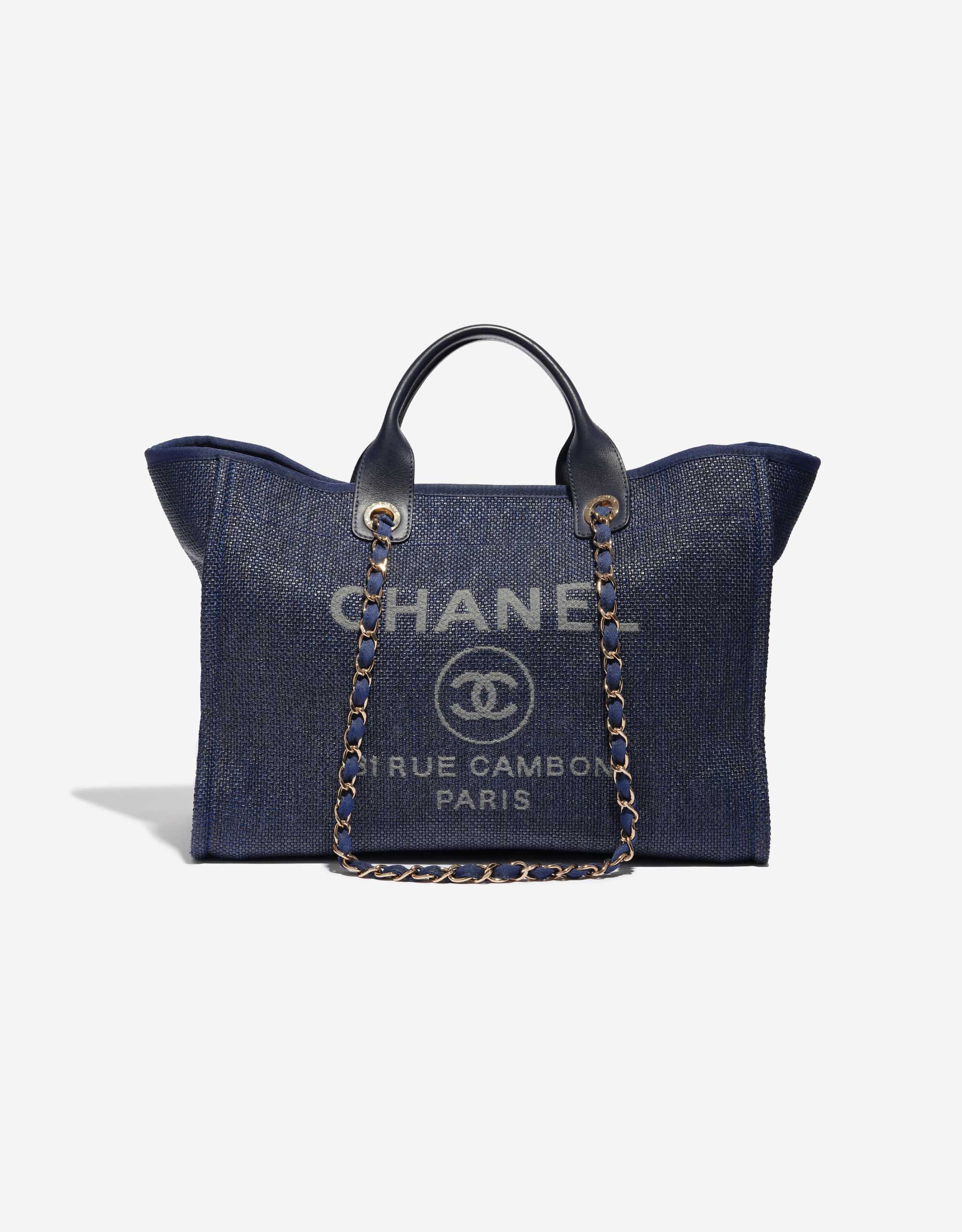 Chanel Deauville bag blue striped canvas Cloth ref.935575 - Joli Closet