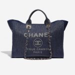 Pre-owned Chanel bag Deauville Medium Fabric Blue Blue Front | Sell your designer bag on Saclab.com