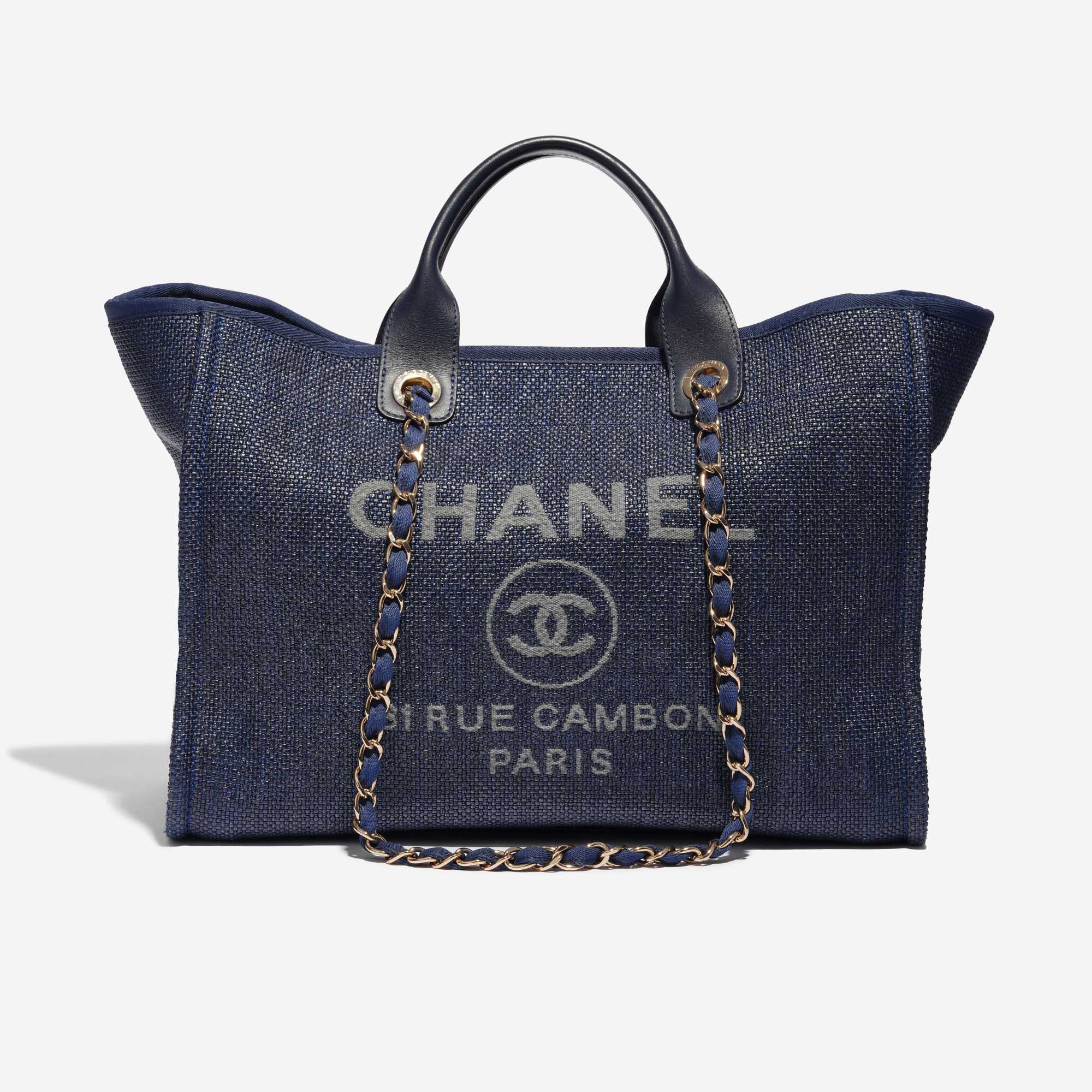 Pre-owned Chanel bag Deauville Medium Fabric Blue Blue Front | Sell your designer bag on Saclab.com