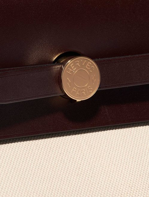 Gebrauchte Hermès Tasche Herbag Rucksack Toile Beton / Rouge Sellier Grau Verschluss-System | Verkaufen Sie Ihre Designer-Tasche auf Saclab.com