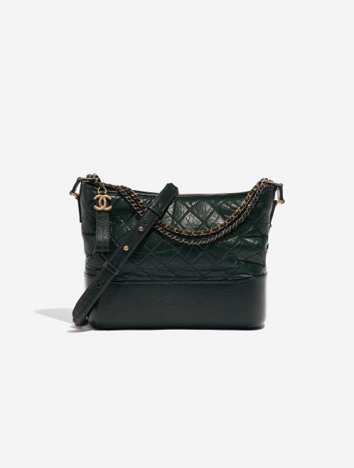 Pre-owned Chanel bag Gabrielle Large Aged Calf Green Black Front | Sell your designer bag on Saclab.com