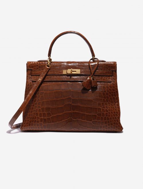 Pre-owned Hermès bag Kelly 35 Alligator Noisette Brown Front | Sell your designer bag on Saclab.com