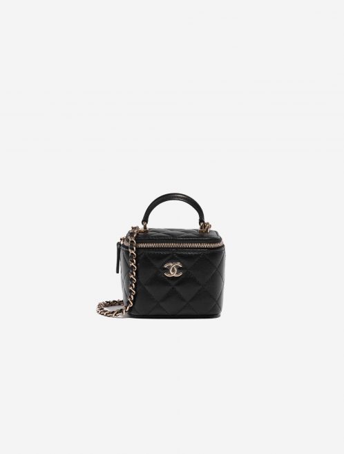 Chanel Vanity Case Small Lamb Black Black Front | Sell your designer bag on Saclab.com