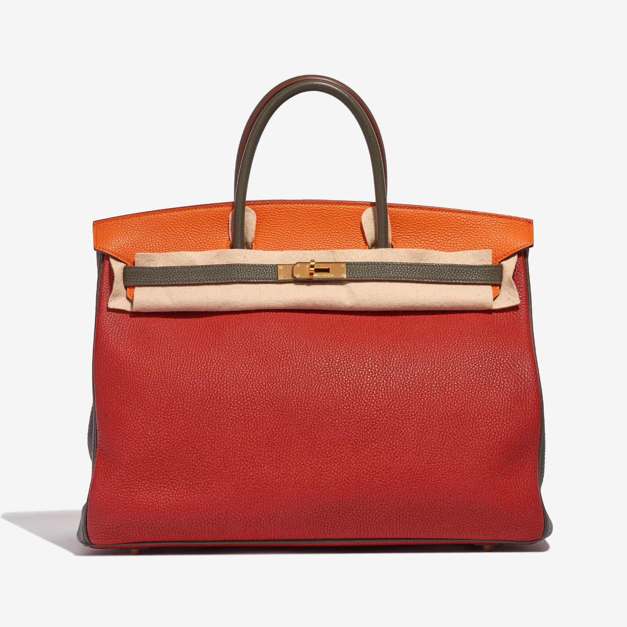 Pre-owned Hermès bag Birkin 40 HSS Togo Orange H / Olive / Vermillon Multicolour, Orange, Red Front Velt | Sell your designer bag on Saclab.com