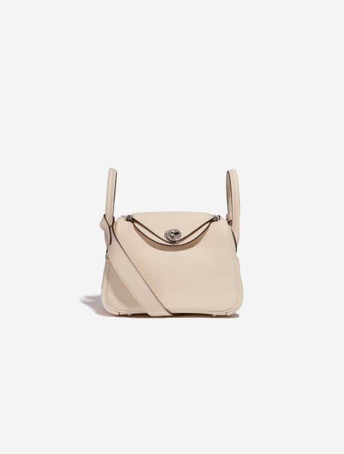 Pre-owned Hermès bag Lindy Mini Clemence Nata Beige, White Front | Sell your designer bag on Saclab.com