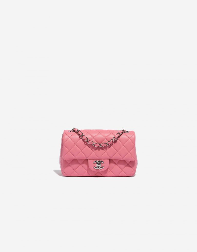 Pre-owned Chanel bag Timeless Mini Rectangular Lamb Hot Pink Pink Front | Sell your designer bag on Saclab.com