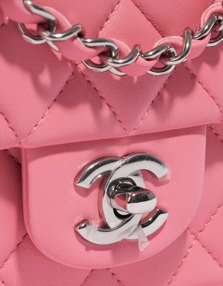 Pre-owned Chanel bag Timeless Mini Rectangular Lamb Hot Pink Pink Front | Sell your designer bag on Saclab.com