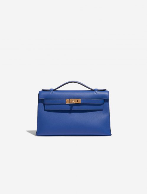 Pre-owned Hermès bag Kelly Pochette Swift Blue de France Blue Front | Sell your designer bag on Saclab.com