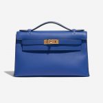 Pre-owned Hermès bag Kelly Pochette Swift Blue de France Blue Front | Sell your designer bag on Saclab.com
