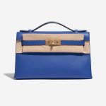 Pre-owned Hermès bag Kelly Pochette Swift Blue de France Blue Front Velt | Sell your designer bag on Saclab.com