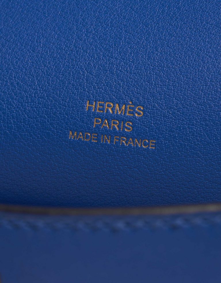 Pre-owned Hermès bag Kelly Pochette Swift Blue de France Blue Logo | Sell your designer bag on Saclab.com