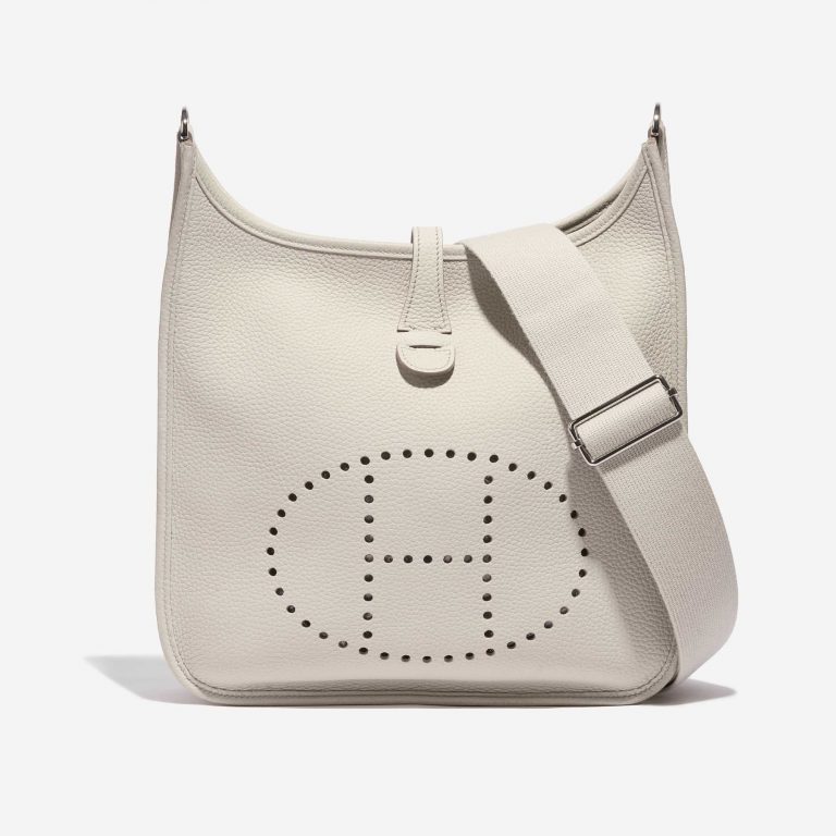 Pre-owned Hermès bag Evelyne 29 Clemence Beton Grey Front | Sell your designer bag on Saclab.com