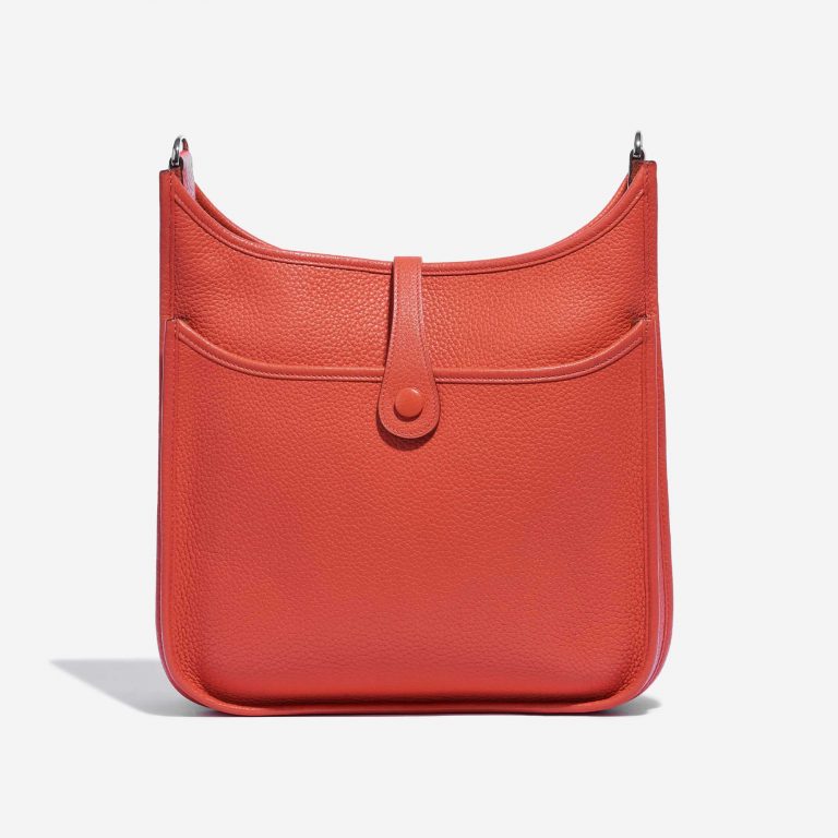 Gebrauchte Hermès Tasche Evelyne 29 Clemence Rouge Pivoine Orange Zurück | Verkaufen Sie Ihre Designer-Tasche auf Saclab.com