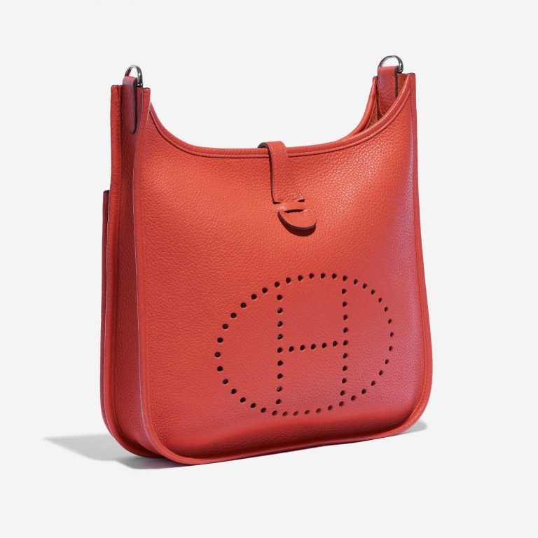 Pre-owned Hermès Tasche Evelyne 29 Clemence Rouge Pivoine Orange Side Front | Verkaufen Sie Ihre Designer-Tasche auf Saclab.com