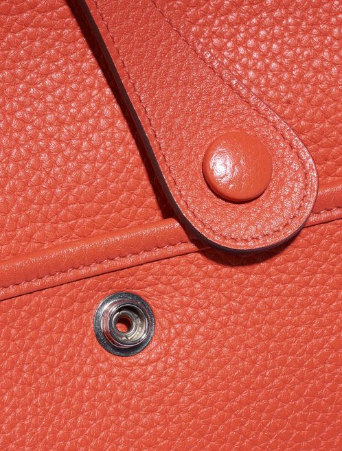 Pre-owned Hermès bag Evelyne 29 Clemence Rouge Pivoine Orange Closing System | Sell your designer bag on Saclab.com