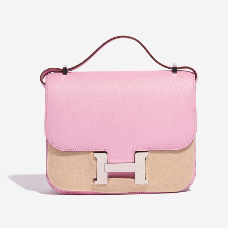 Pre-owned Hermès bag Constance 18 Epsom Mauve Sylvestre Pink Front Velt | Sell your designer bag on Saclab.com