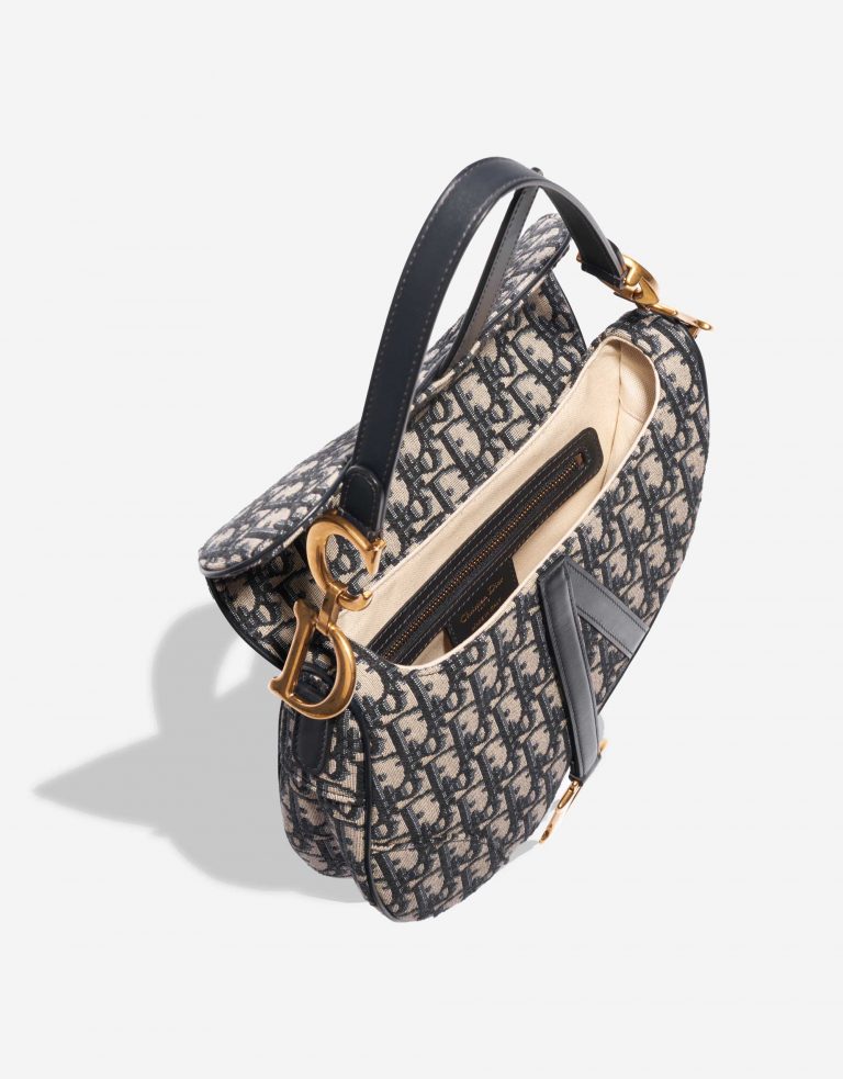 Sac Dior d'occasion Saddle Medium Oblique Jacquard Blue Beige, Blue Front Open | Vendez votre sac de créateur sur Saclab.com