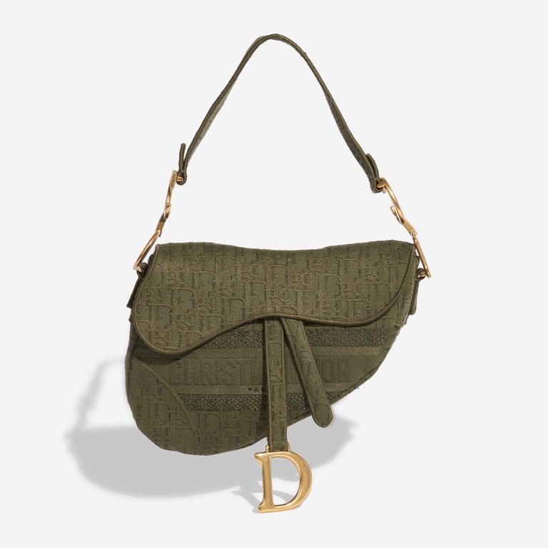 Pre-owned Dior bag Saddle Medium Canvas Green Green Front | Sell your designer bag on Saclab.com