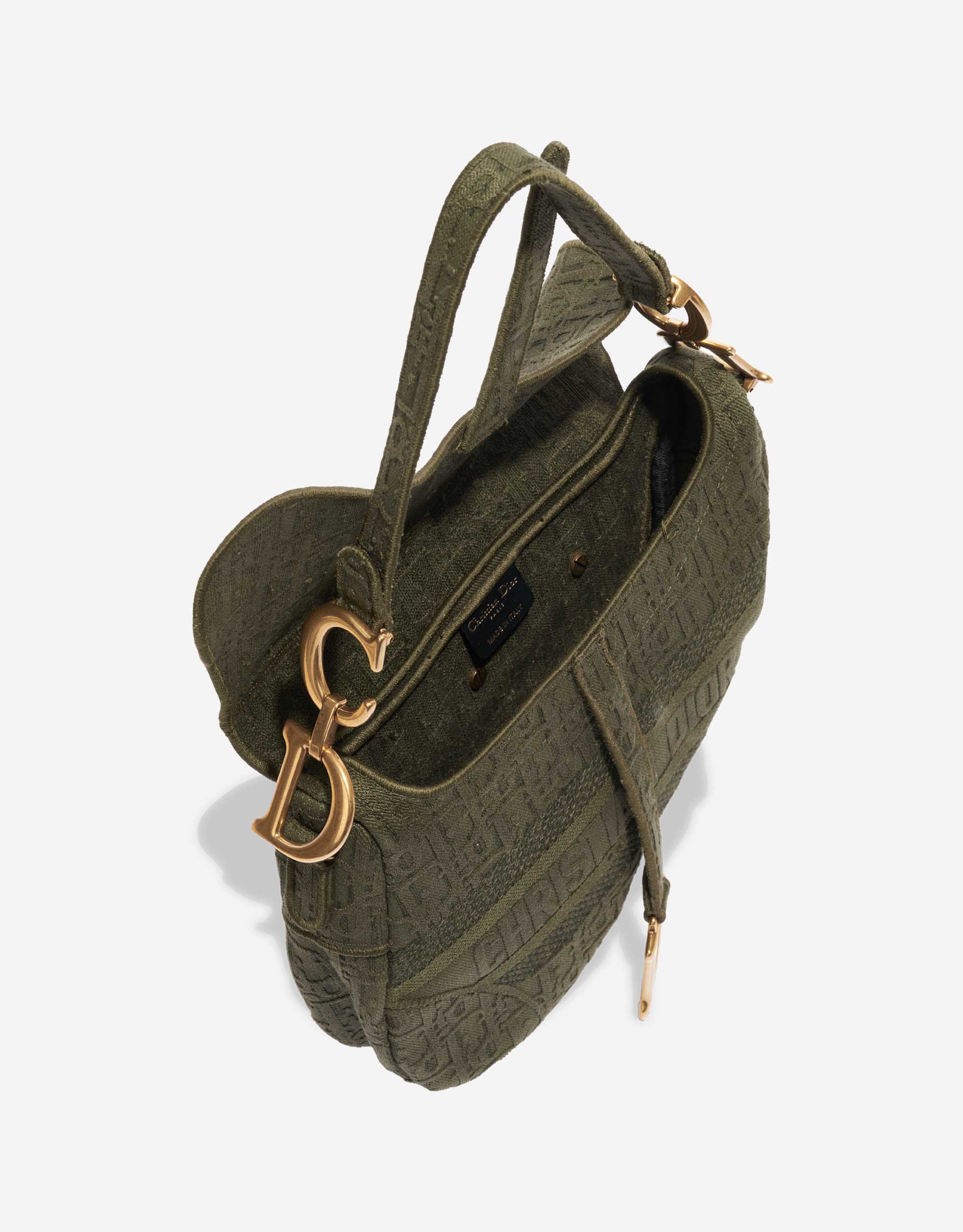 Pre-owned Dior bag Saddle Medium Canvas Green Green Inside | Sell your designer bag on Saclab.com