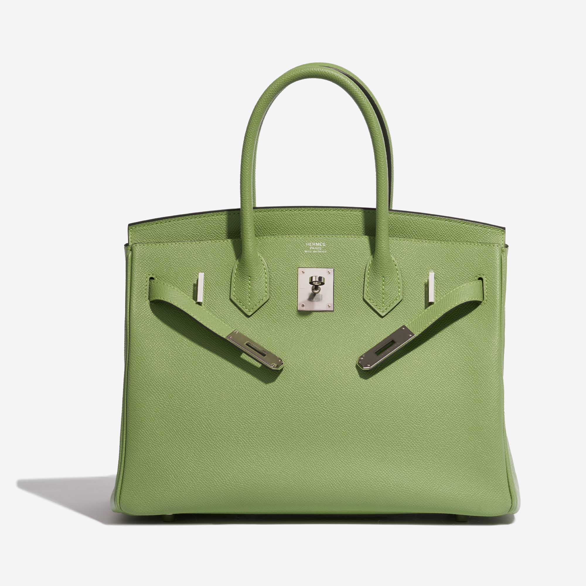 Pre-owned Hermès Tasche Birkin 30 Epsom Vert Criquet Grün Front Open | Verkaufen Sie Ihre Designer-Tasche auf Saclab.com