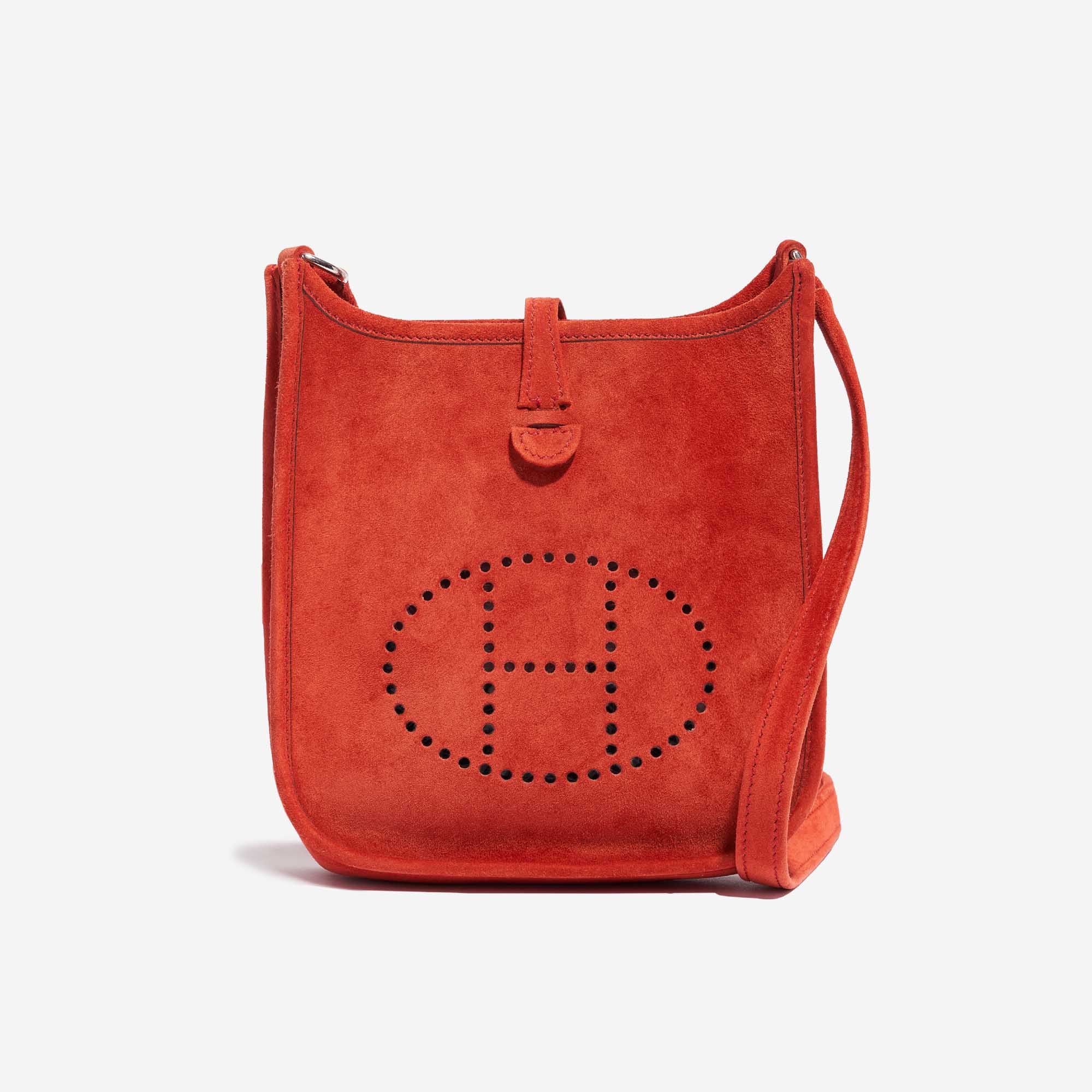 Pre-owned Hermès bag Evelyne 16 Doblis Suede Orange H Orange Front | Sell your designer bag on Saclab.com