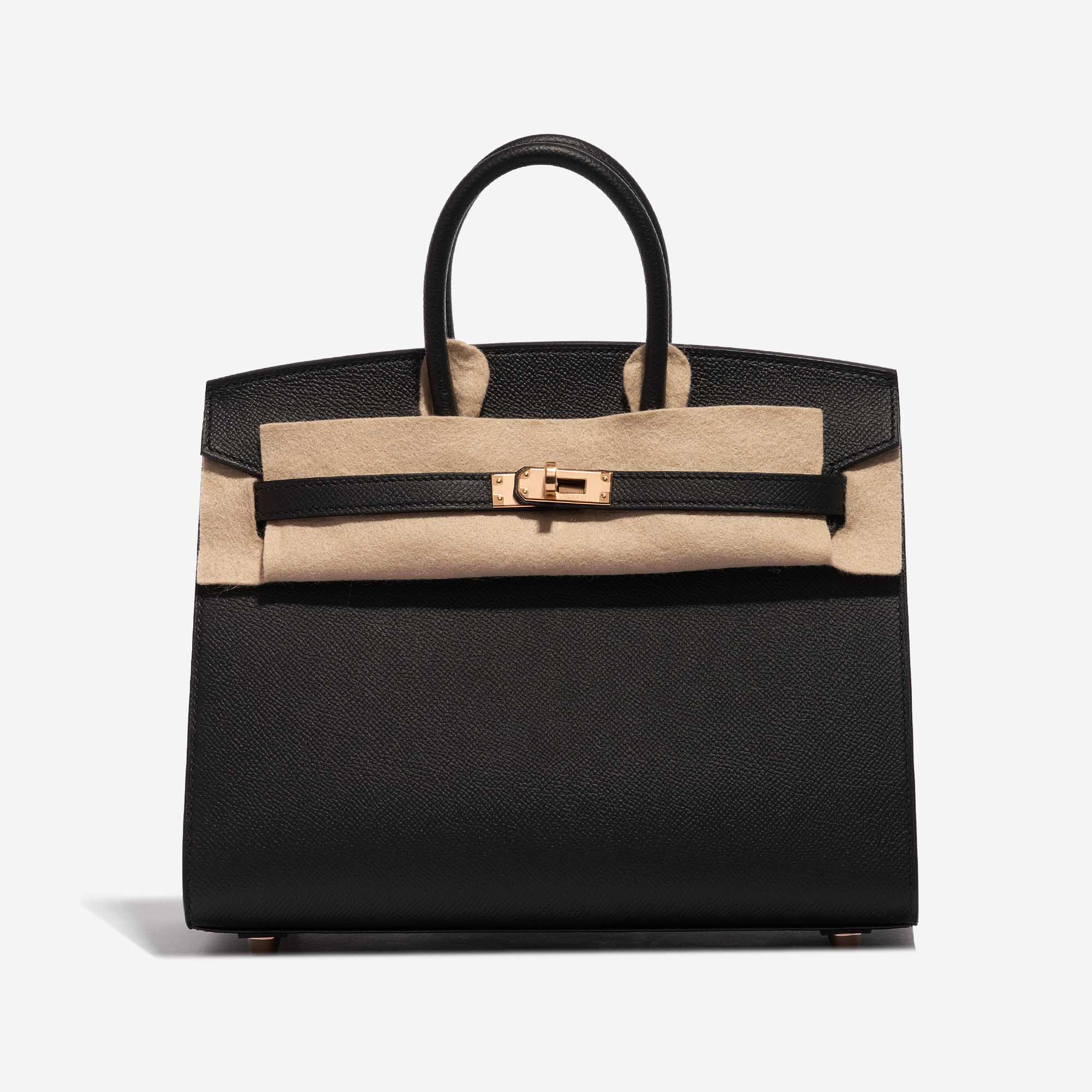 Hermès Birkin 25 cm Handbag in Black and Craie Epsom Leather