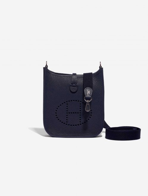 Pre-owned Hermès bag Evelyne 16 Clemence Blue Nuit / Blue Indigo Blue Front | Sell your designer bag on Saclab.com