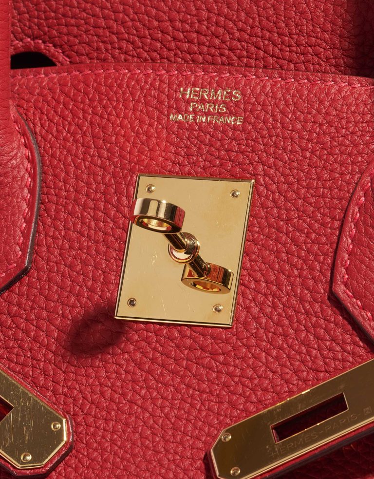 Pre-owned Hermès bag Birkin 30 Togo Rouge Vif Red Logo | Sell your designer bag on Saclab.com