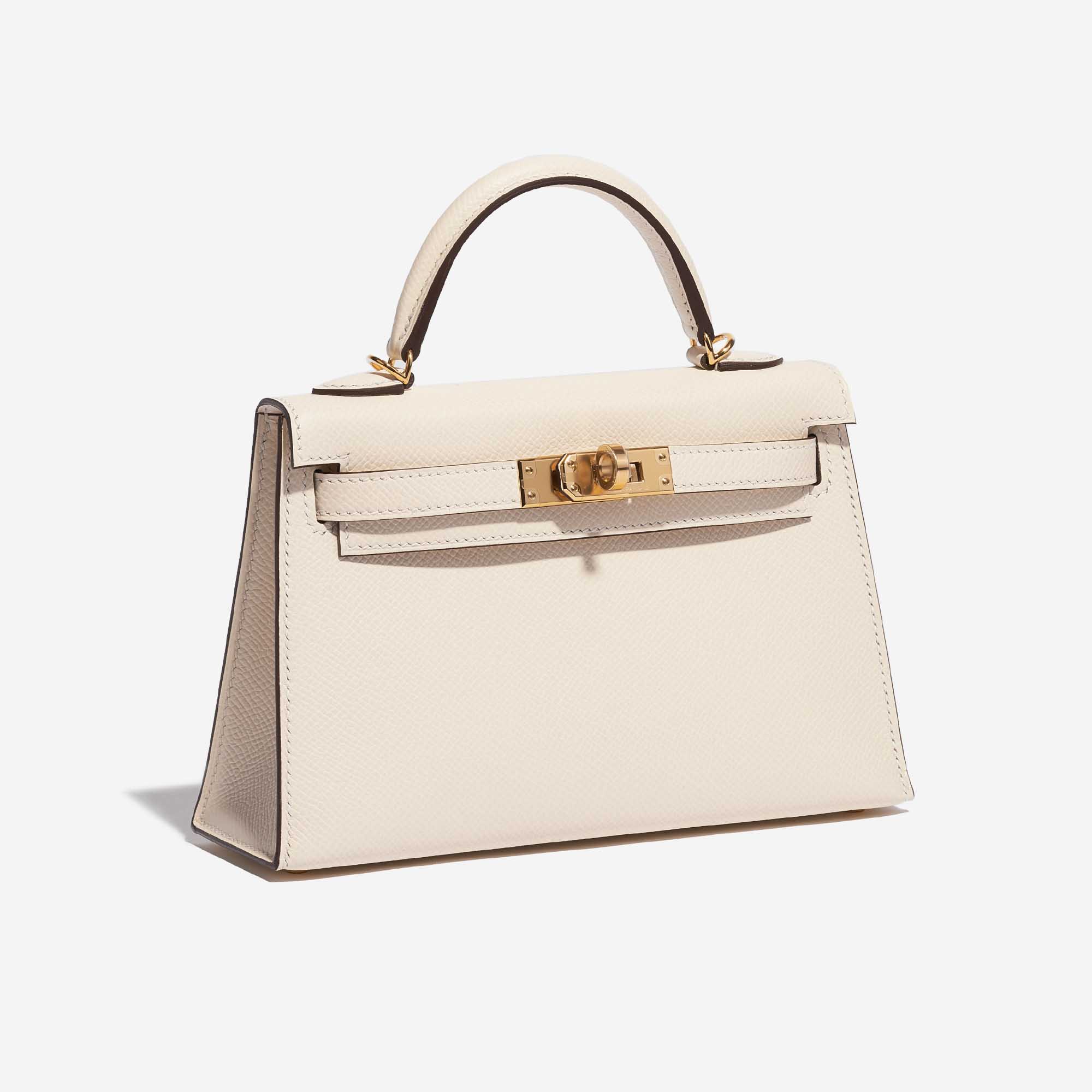 Pre-owned Hermès Tasche Kelly Mini Epsom Nata Grau Side Front | Verkaufen Sie Ihre Designer-Tasche auf Saclab.com