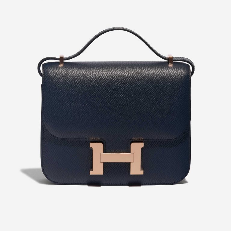 Pre-owned Hermès bag Constance 18 Epsom Blue Indigo Blue Front | Sell your designer bag on Saclab.com