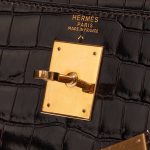 Pre-owned Hermès bag Kelly 32 Porosus Crocodile Dark Brown Brown Logo | Sell your designer bag on Saclab.com