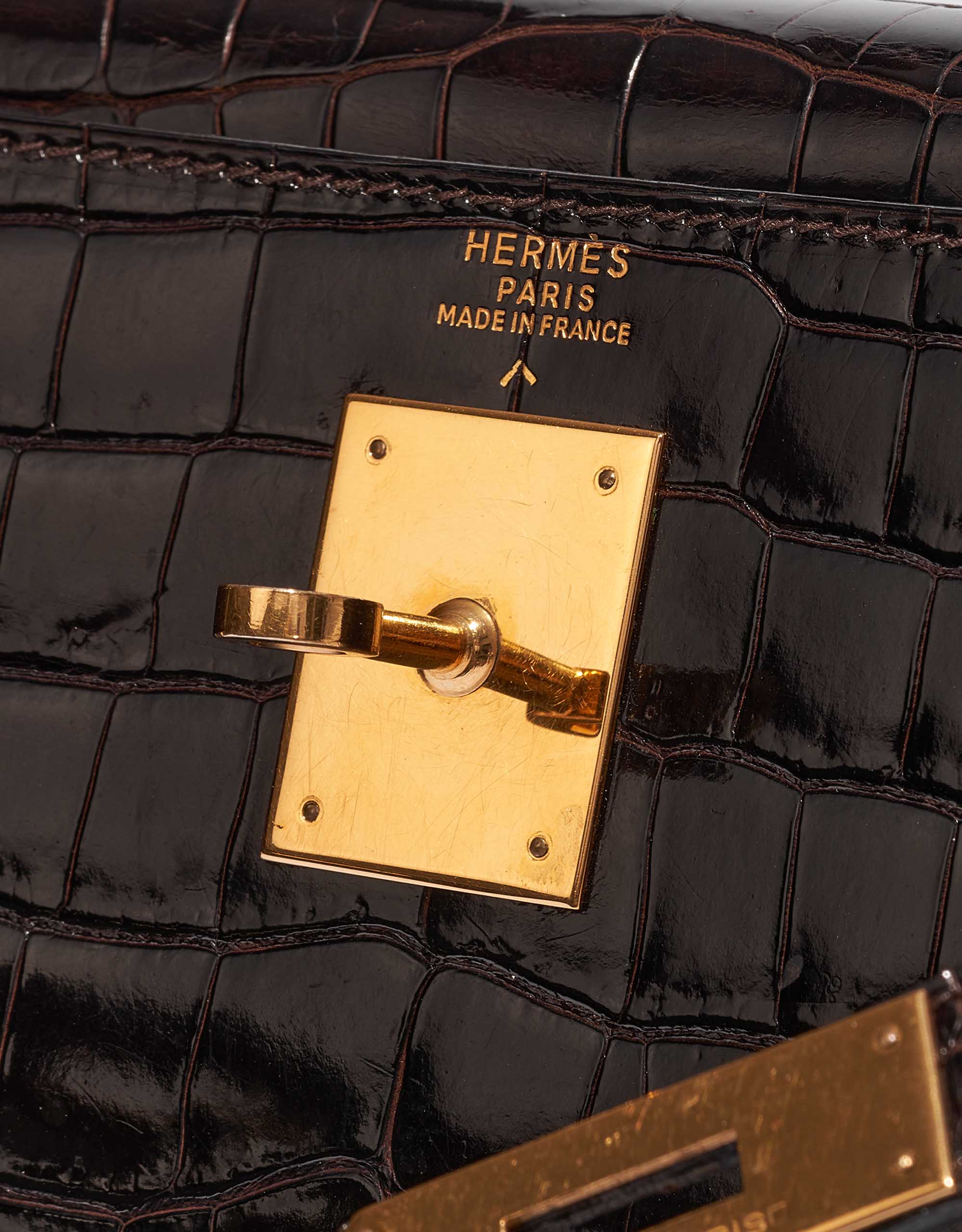 Hermès Kelly 32 Porosus Crocodile Black